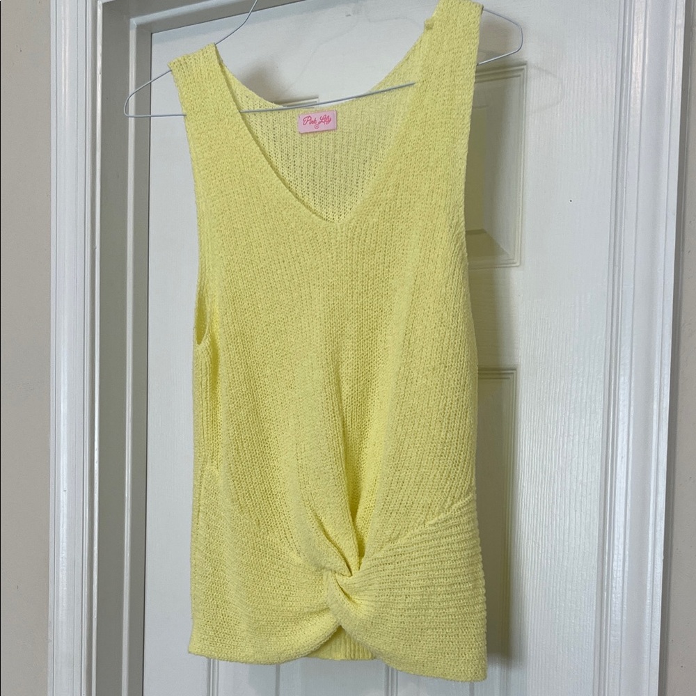 Pink Lily Yellow Knit Tank Top